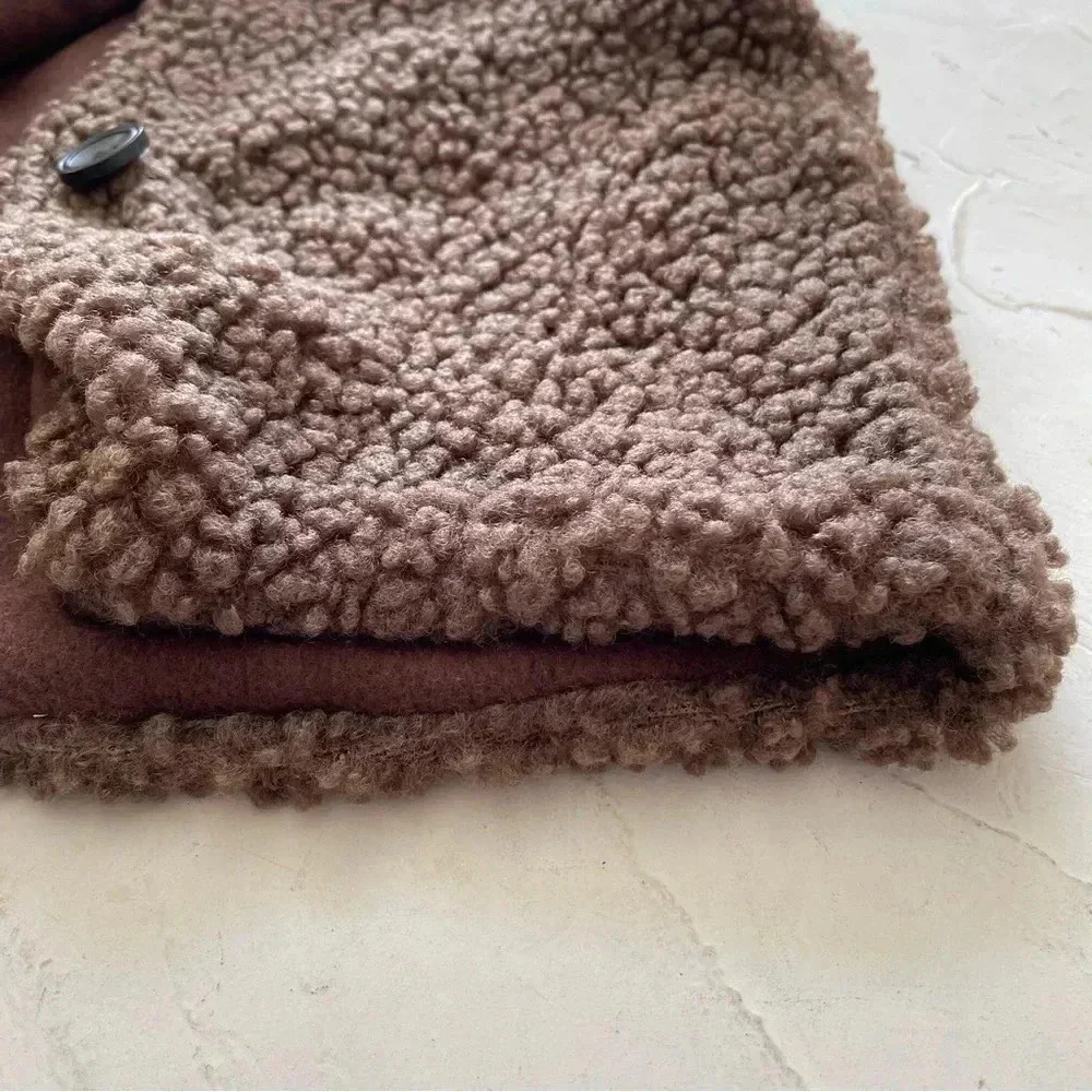 Vest Sherpa Sweater Lamb Fleece Brown Sheep Lighweight Vintage Unisex Kids